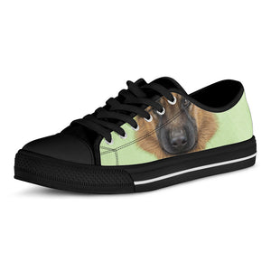 German Shepherd Dog Portrait Print Black Low Top Sneakers
