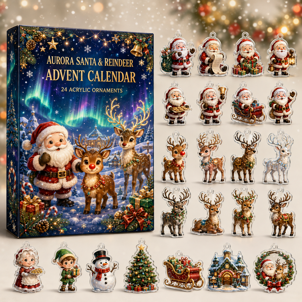 Aurora Santa N Reindeer Advent Calendar Christmas Eve Countdown Best Xmas Gifts