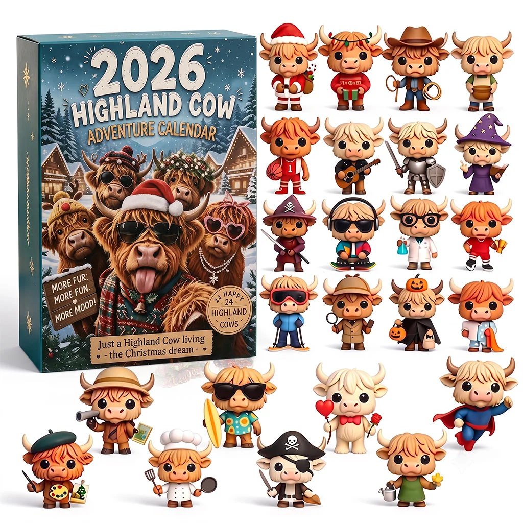 2026 Highland Cow Advent Calendar Christmas Countdown Xmas Gifts For Cow Lovers
