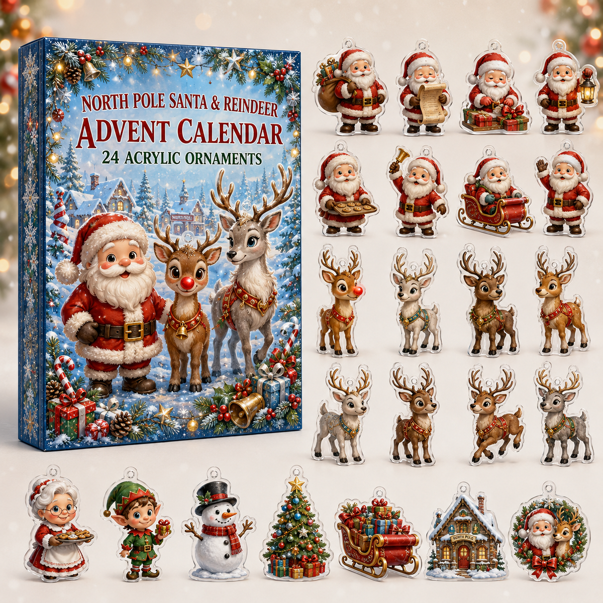 North Pole Santa N Reindeer Christmas Advent Calendar Xmas Advent Calendar Best Holiday Gifts
