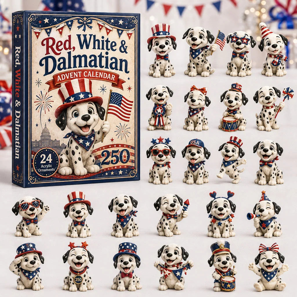 Patriotic Dalmatian Advent Calendar 2026 Christmas Countdown Decor Best Xmas Gifts For Dalmatian Lovers