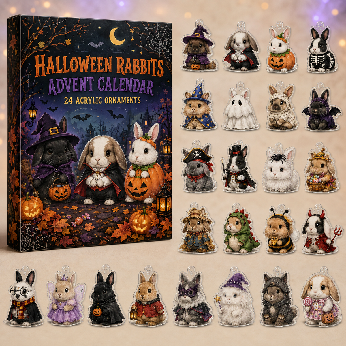 Halloween Rabbits Advent Calendar 24 Days Countdown Halloween Presents For Rabbits Lovers