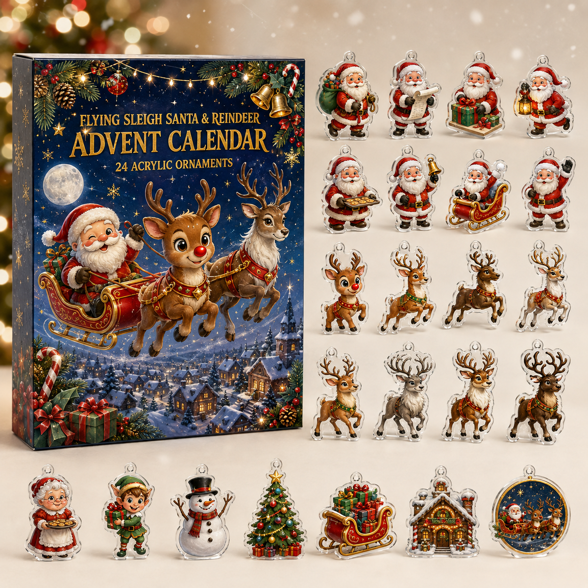 Flying Sleigh Santa Reinder Christmas Advent Calendar Xmas Advent Calendar Gifts For Son