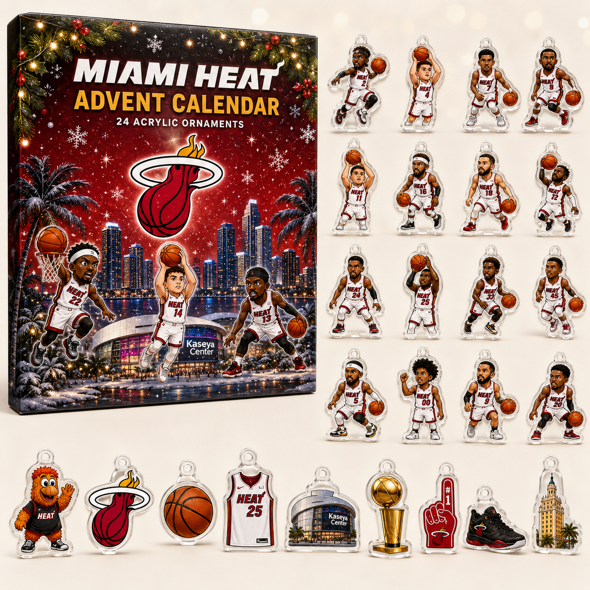 Miami Heat Christmas Advent Calendar Xmas Countdown Decor Baksetball Lovers Gifts