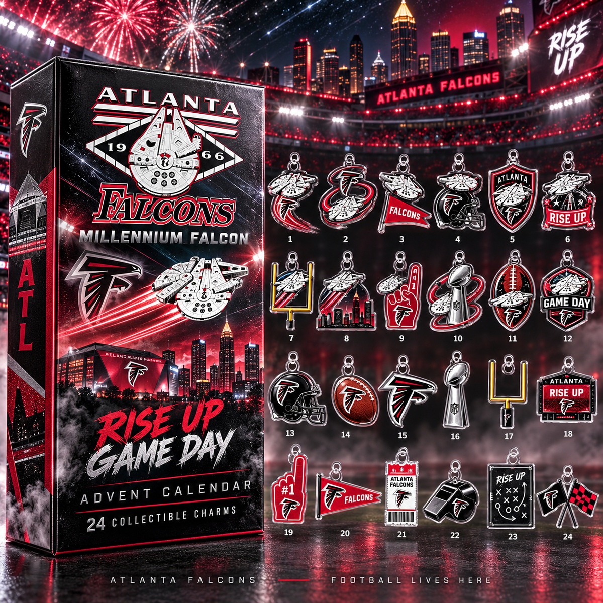 Atlanta Falcons X Millennium Falcon Advent Calendar 2026 Game Day Christmas Gift For Football Fans