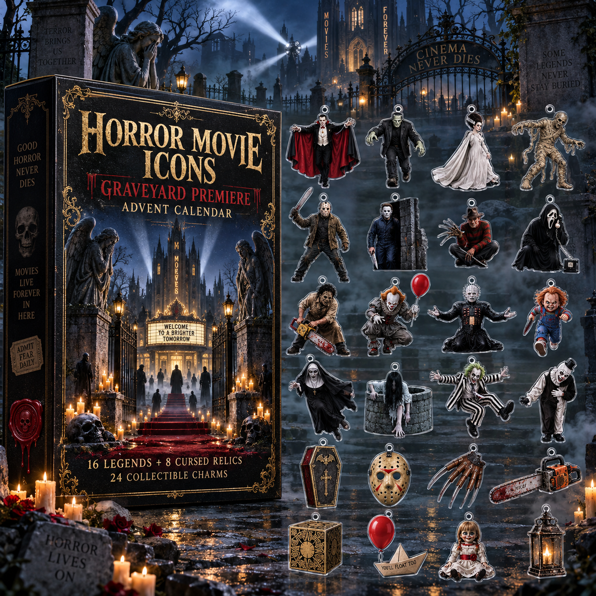 Horror Movie Icons Graveyard Premiere Advent Calendar 2026 Scary Christmas Gift