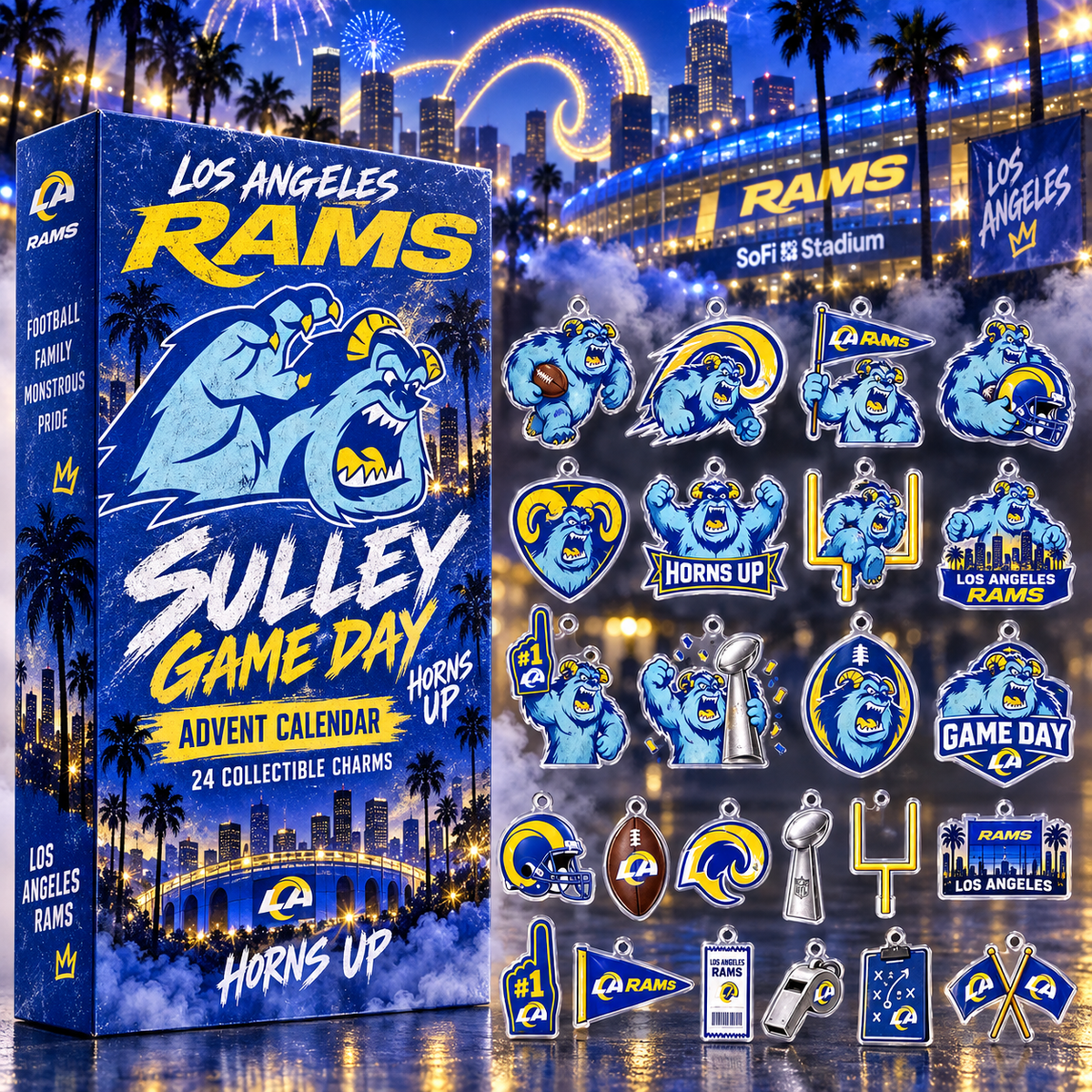 Los Angeles Rams X Sulley Christmas Countdown Calendar 2026 Holiday Gift For Rams Fans