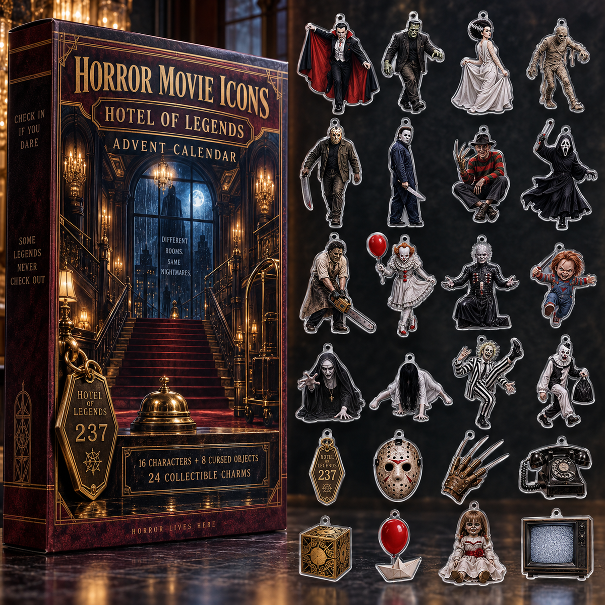 Hostel Of Legends Horror Movie Icons Advent Calendar 2026 Christmas Countdown Gift For Fans