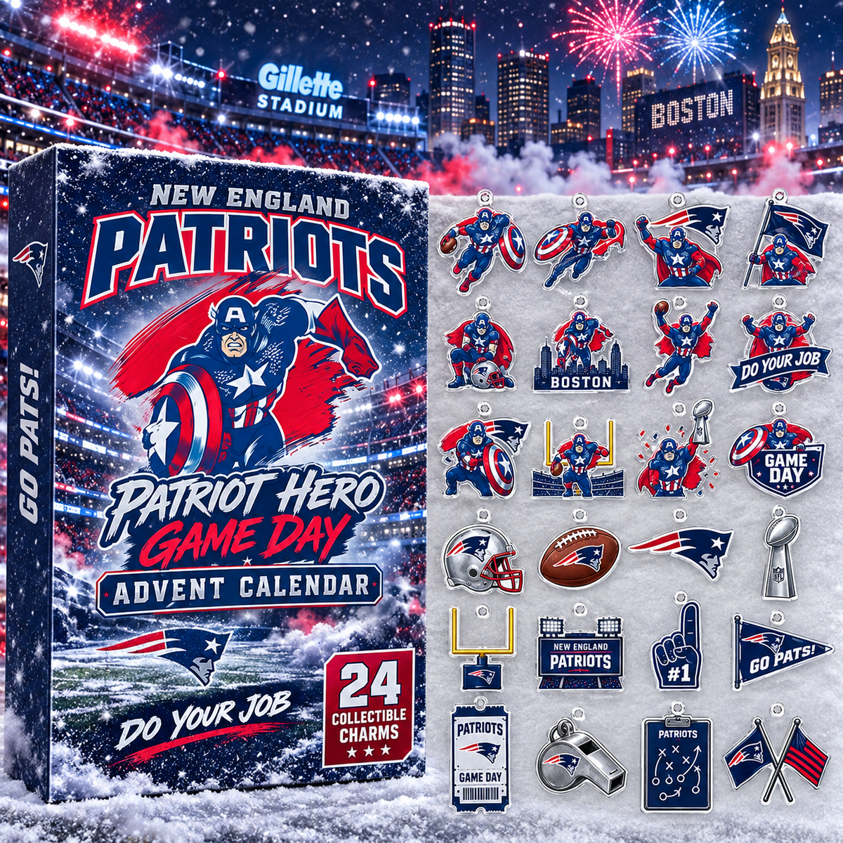 New England Patriots X Captain America Advent Calendar 2026 Football Holiday Gift For NFL Fans