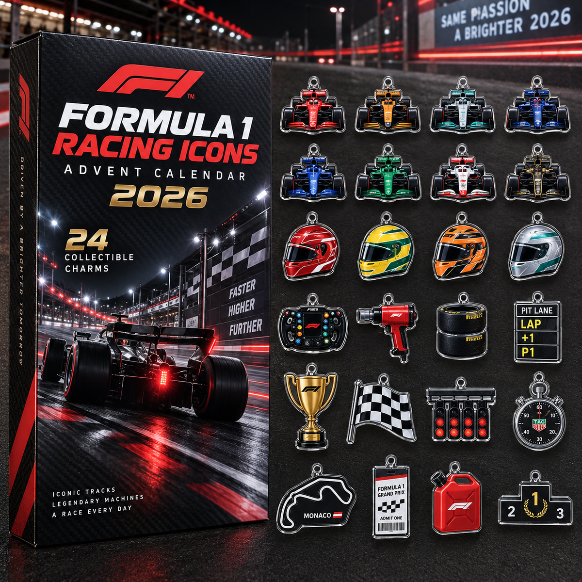 Formula 1 Racing Icons Advent Calendar 2026 Motorsport Holiday Gift For Racing Fans
