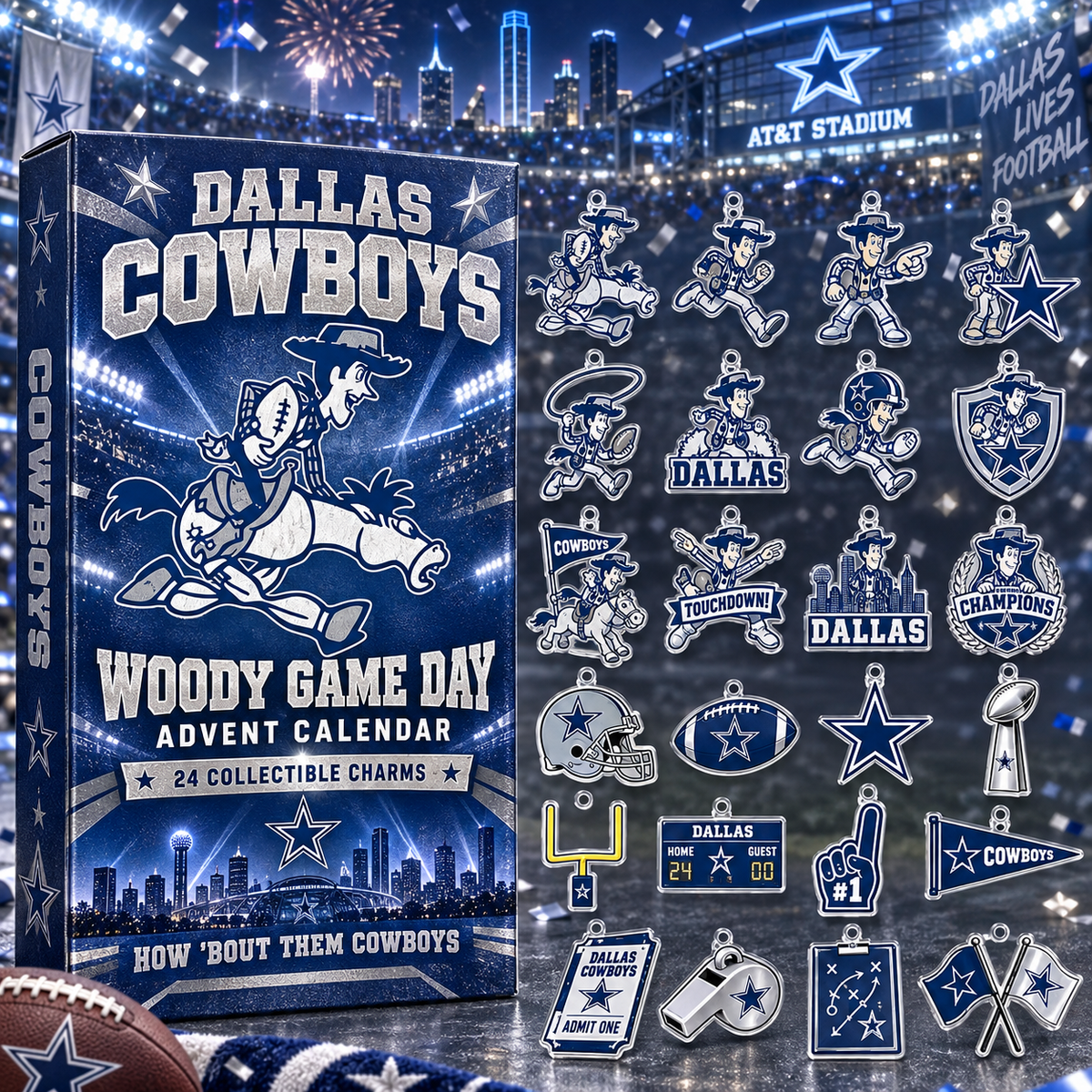 Dallas Cowboys X Woody Football Advent Calendar 2026 Holiday Gift For Cowboys Supporters