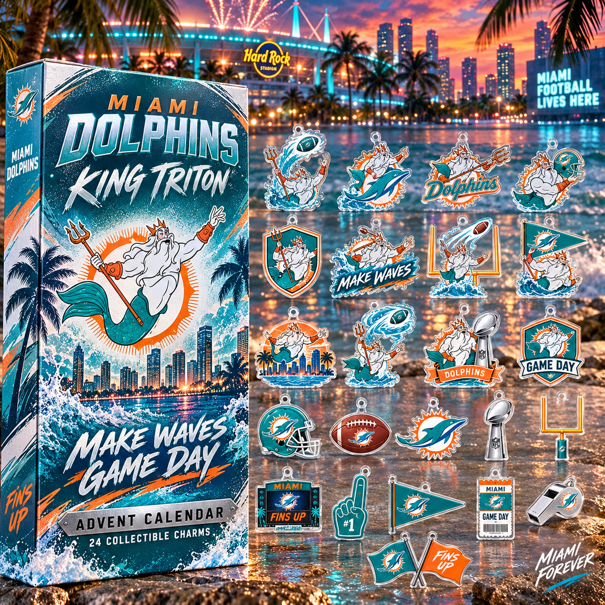 Miami Dolphins X King Triton Football Advent Calendar 2026 Team Fan Christmas Present