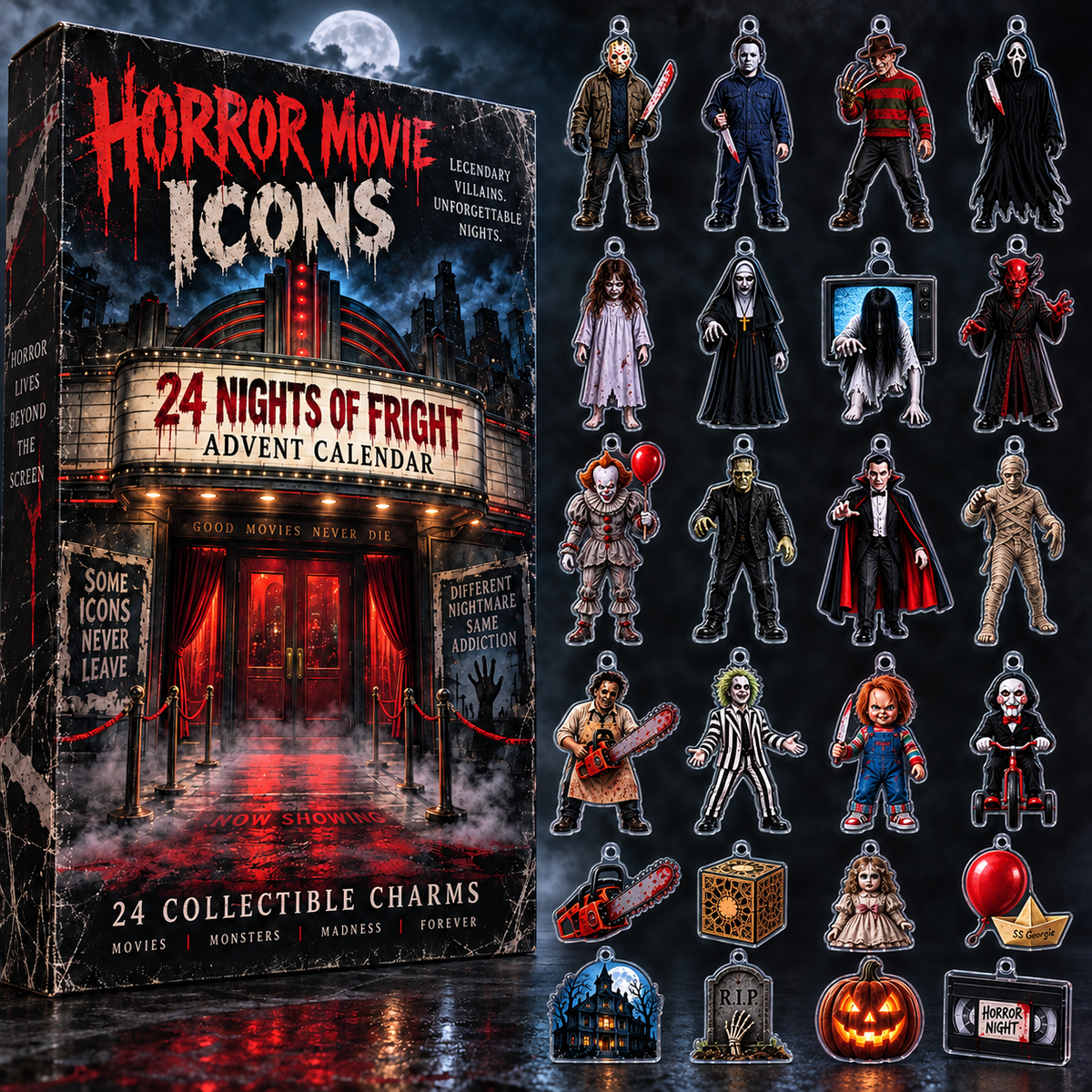 Horror Movie Icons Advent Calendar 2026 Scary Christmas Countdown Gift For Horror Fans