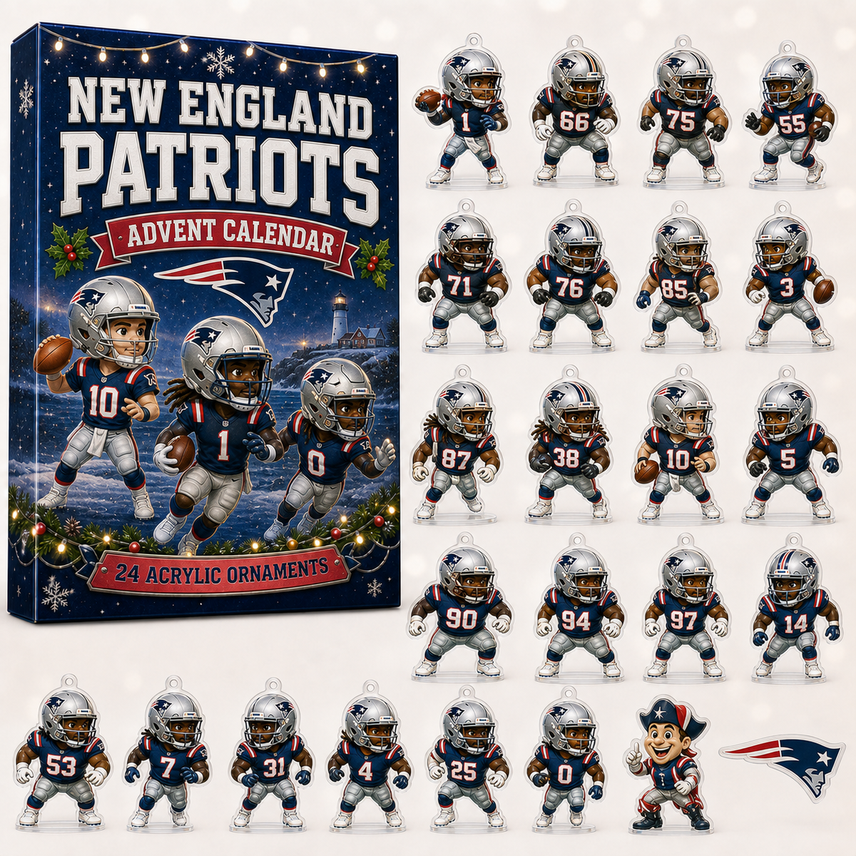 New England Patriots Christmas 2026 Advent Calendar Xmas Decor Gifts For Patriots Fans