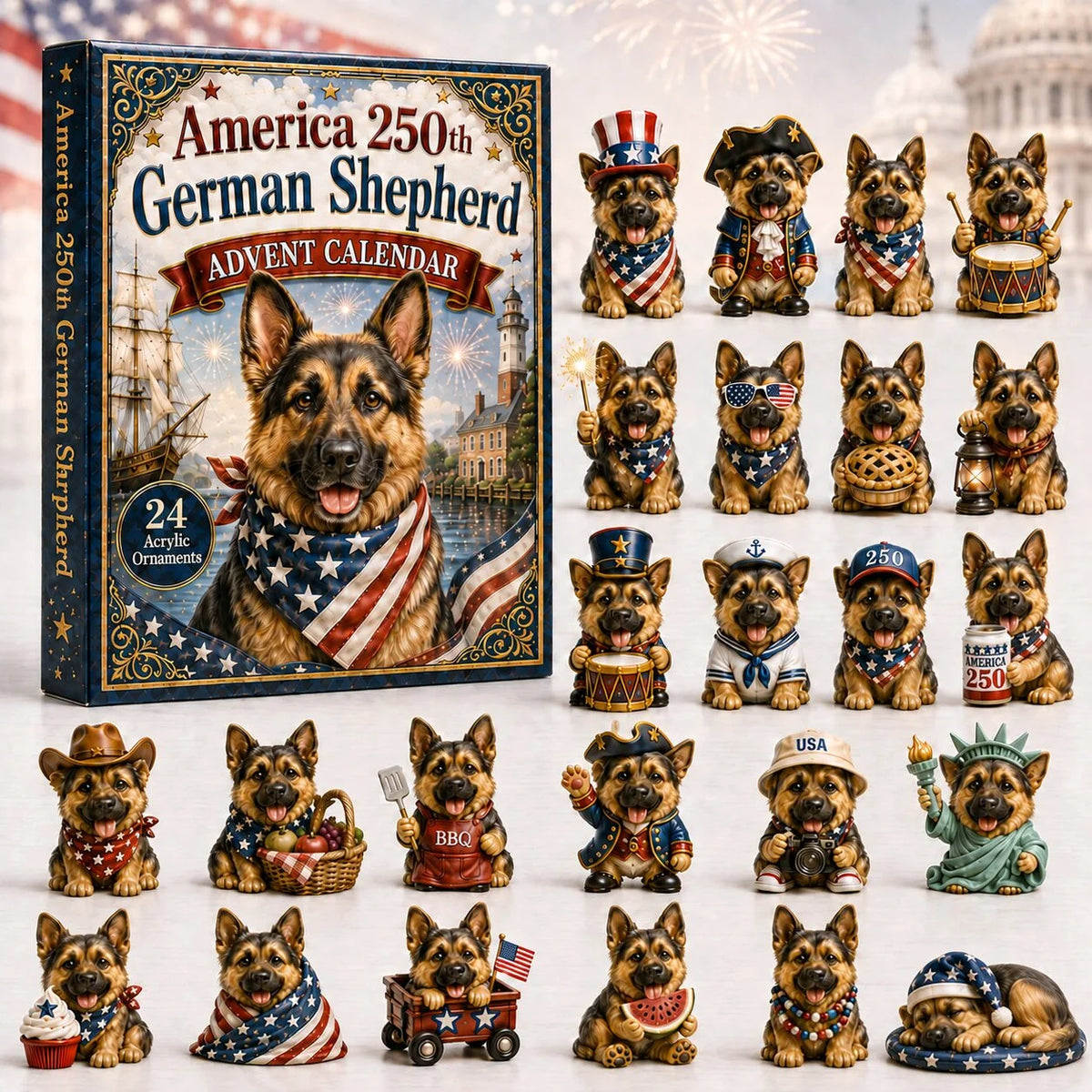 Patriot Shepherd Advent Calendar 2026 Advent Calendar Decoration Gifts For German Shepherd Lovers
