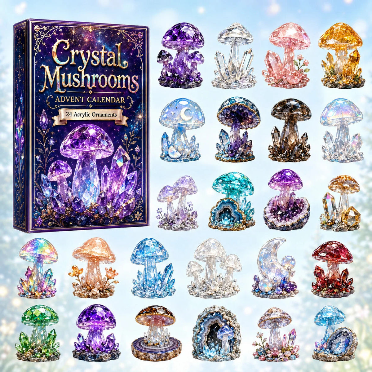 Crystal Mushrooms Advent Calendar 2026 Advent Calendar Decoration Gifts For Mushroom Lovers