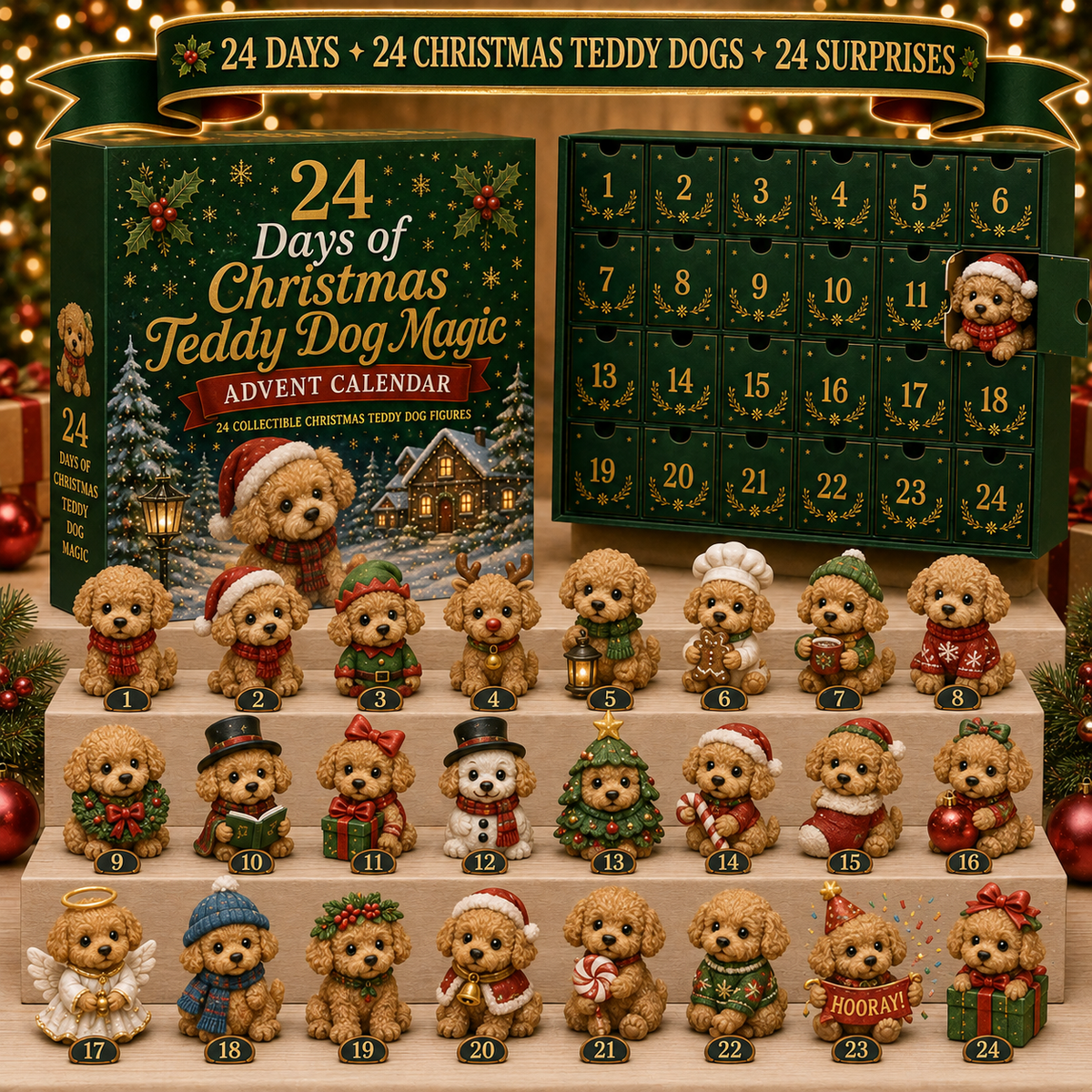 Christmas Teddy Dog Magic Advent Calendar 2026 Xmas Countdown Best Gifts For Dog Mom