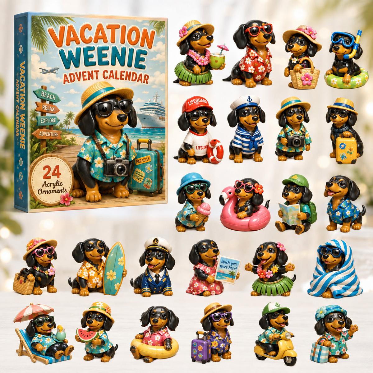Vacation Weenie Advent Calendar Summer Advent Calendar Funny Gifts For Weenie Dog Lovers
