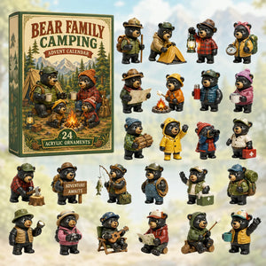 Bear Family Camping Advent Calendar Unique Advent Ornament Calendar Cool Gift For Bear Lovers
