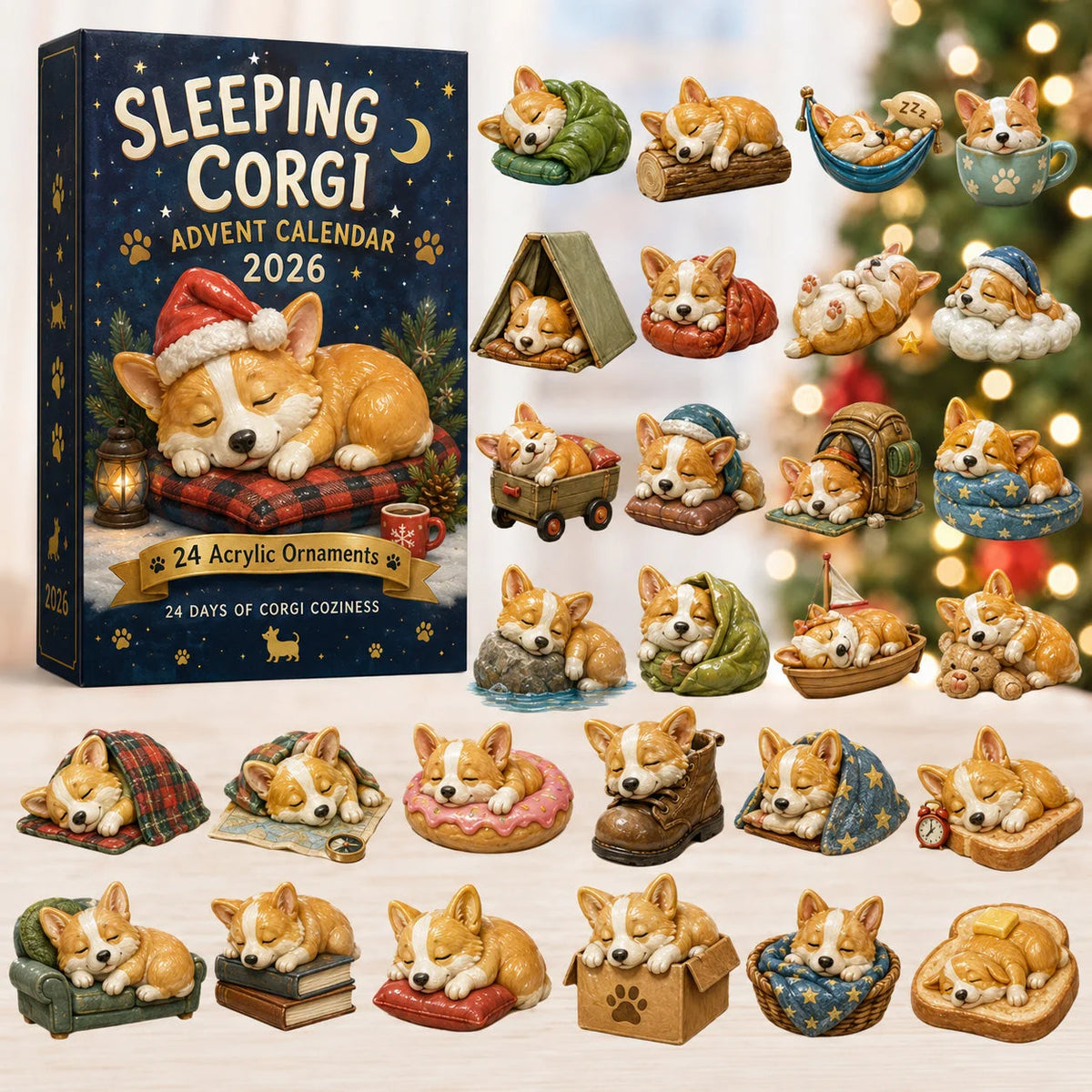 Sleeping Corgi Christmas Advent Calendar 2026 Xmas Countdown Cute Gifts For Corgi Lovers