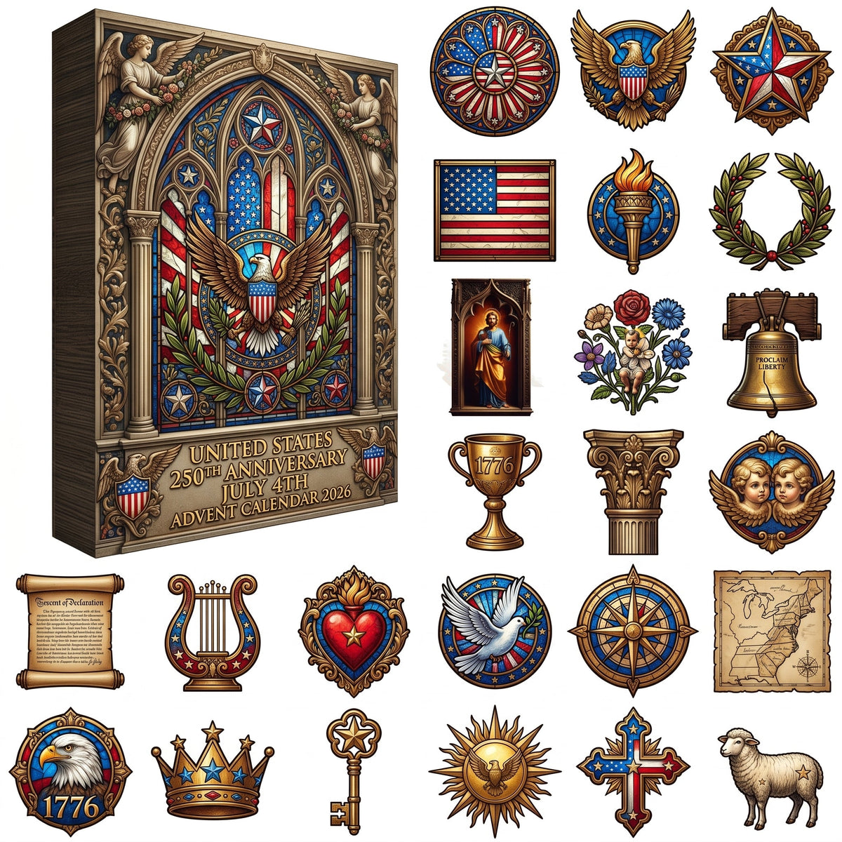 United States 250th Advent Calendar  Anniversary July 4th Home Decor Unique Gifts For Friends