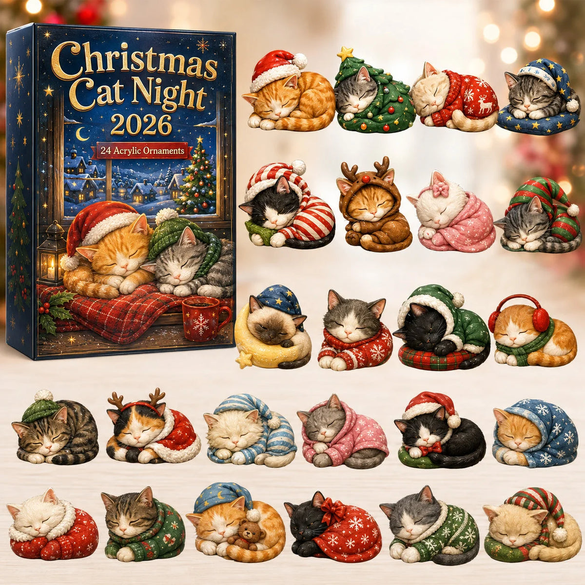Christmas Cat Night Advent Calendar Xmas Calendar Countdown Cute Gift For Cat Lovers