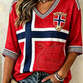 Norway FIFA World Cup 2026 V-Neck Long Sleeve Shirt Soccer Lover Clothing - Gearneko