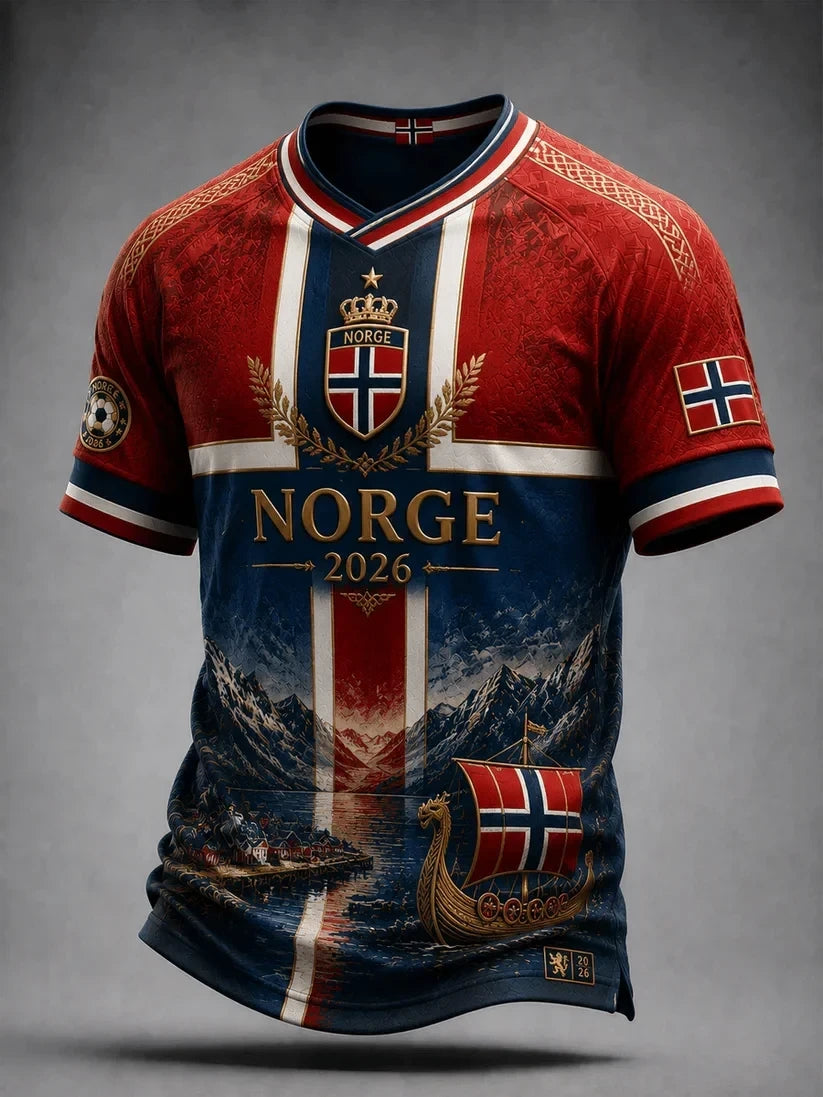 Norway FIFA World Cup 2026 V-Neck Shirt Norway World Cup Team Shirt Soccer Lover Presents - Gearneko