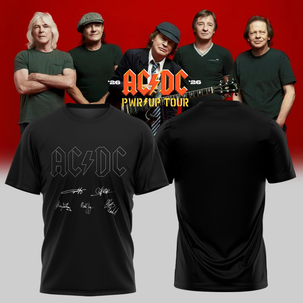 ACDC Merch Power Up Tour 2026 T-Shirt ACDC Clothes Best Gift For Music Lovers - Gearneko