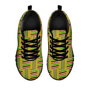 Ghana Kente Pattern Print Black Running Shoes