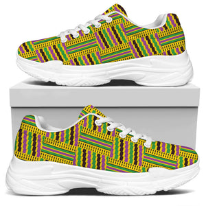 Ghana Kente Pattern Print White Chunky Shoes