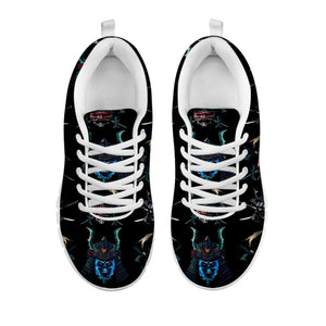 Ghost Samurai Mask Pattern Print White Running Shoes