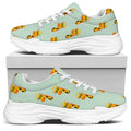 Giraffe With Glasses Pattern Print White Chunky Shoes