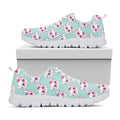 Girly Cat With Glasses Pattern Print White Running Shoes