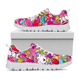 Girly Unicorn Cartoon Pattern Print White Running Shoes