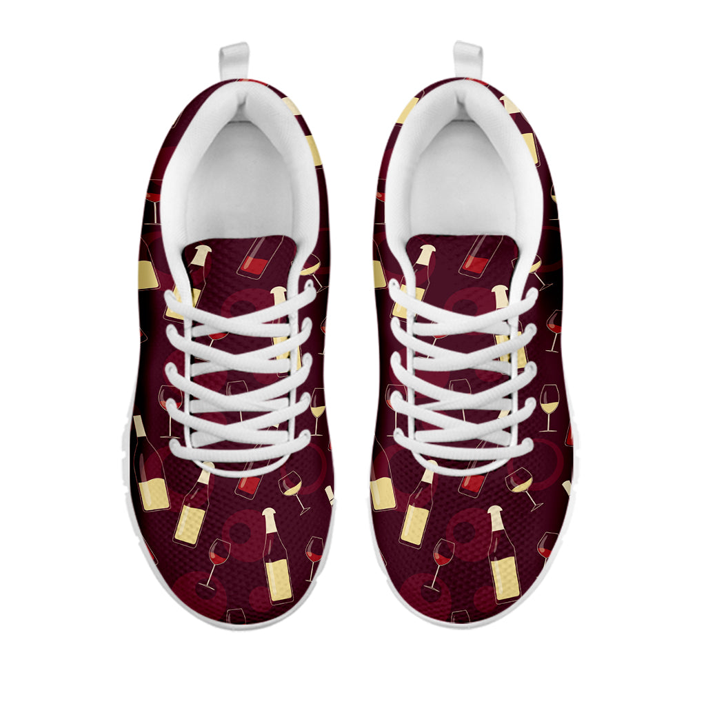 Glasses And Bottles Of Wine Print White Running Shoes