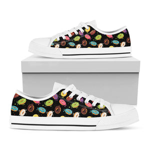 Glaze Donut Pattern Print White Low Top Sneakers