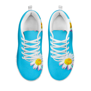 Glitch Daisy Flower Print White Running Shoes