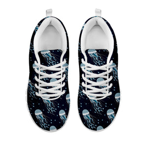 Glowing Jellyfish Pattern Print White Running Shoes