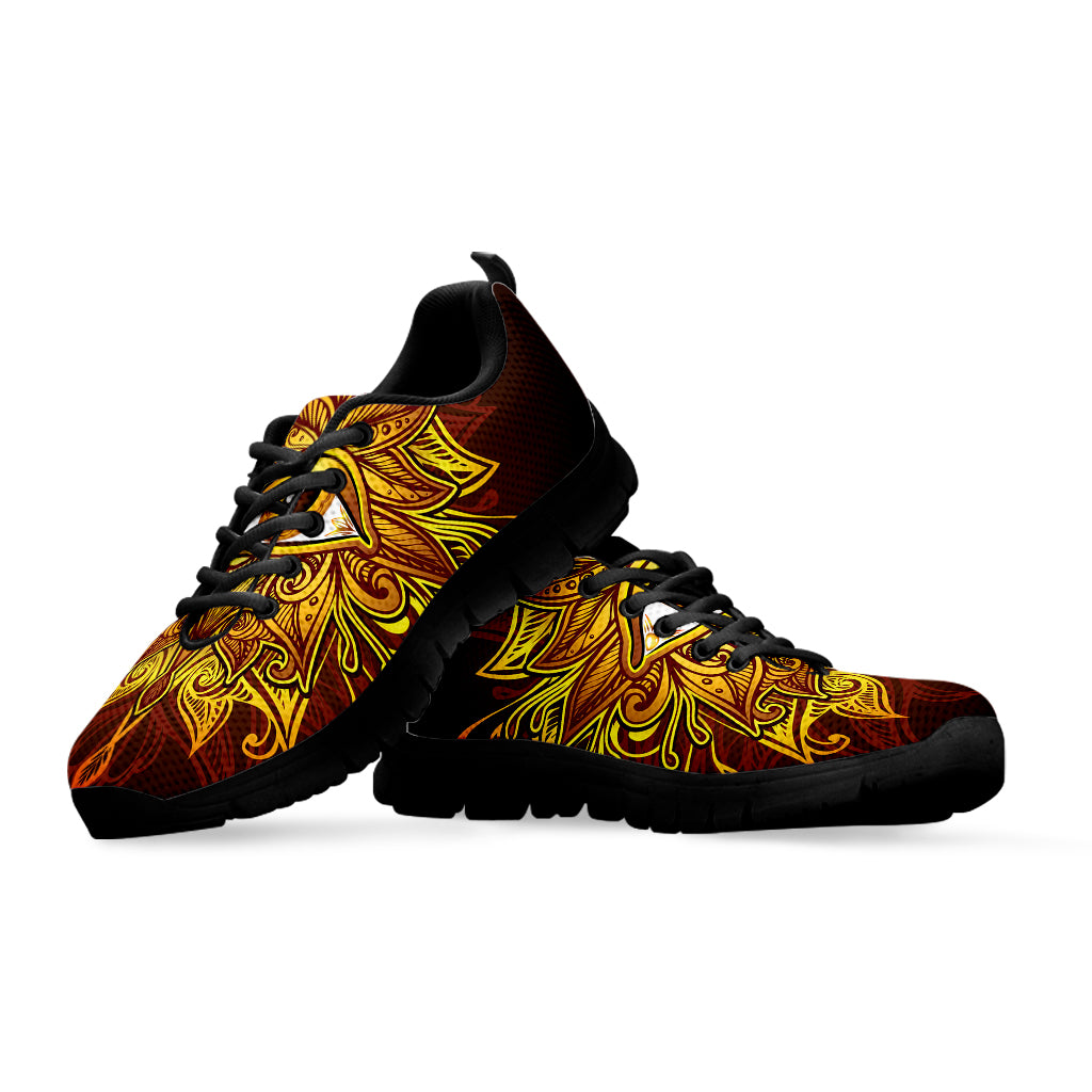 Gold All Seeing Eye Print Black Running Shoes