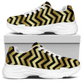 Gold And Black Chevron Pattern Print White Chunky Shoes