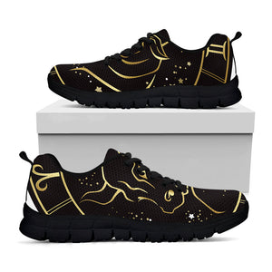 Gold And Black Taurus Sign Print Black Running Shoes