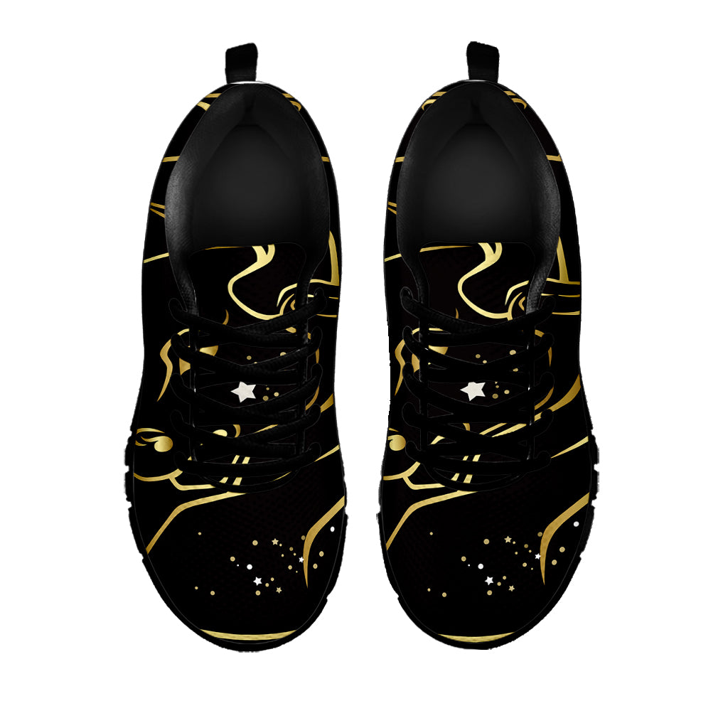 Gold And Black Taurus Sign Print Black Running Shoes