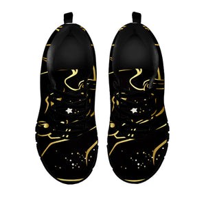 Gold And Black Taurus Sign Print Black Running Shoes