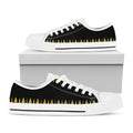 Gold And Black Thai Pattern Print White Low Top Sneakers