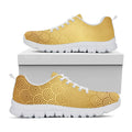 Gold Chinese Pattern Print White Running Shoes