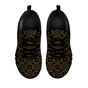 Gold Clover St. Patrick's Day Print Black Running Shoes