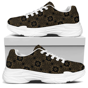 Gold Clover St. Patrick's Day Print White Chunky Shoes