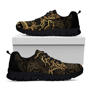 Gold Scorpio Print Black Running Shoes