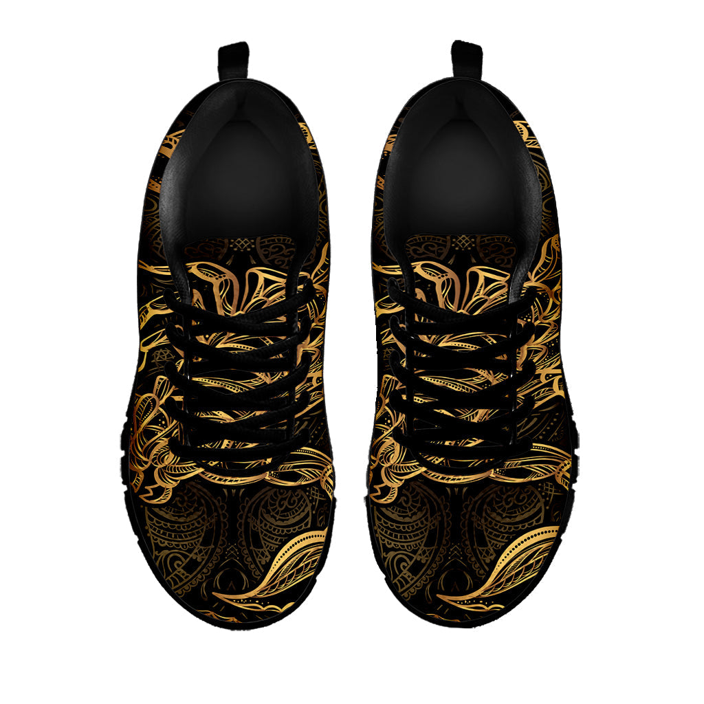 Gold Scorpio Print Black Running Shoes